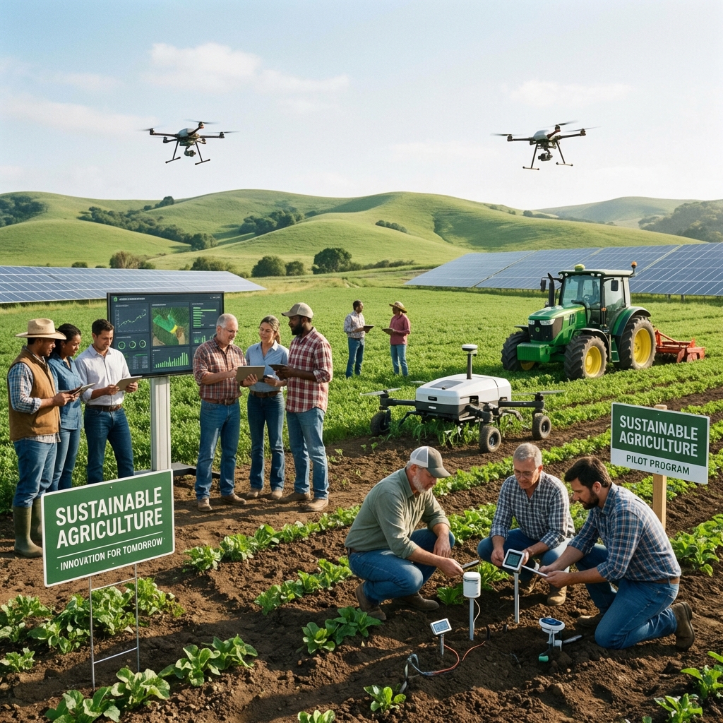 Farmers and experts collaborating in pilot program